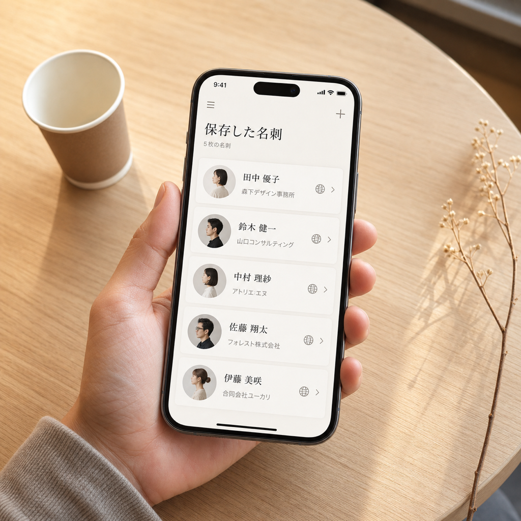 受け取った名刺を、スマホに集約。